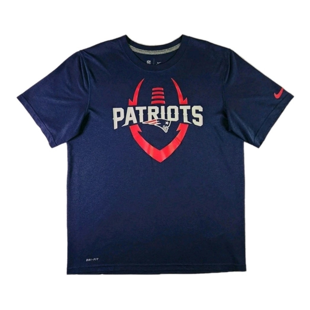 New England Patriots Nike Shirt Large Blue Distressed NFL Sportswear Activewear